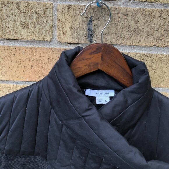 RARE Helmut Lang Asymmetrical Collar Coat Jacket Medium Black - Picture 5 of 9